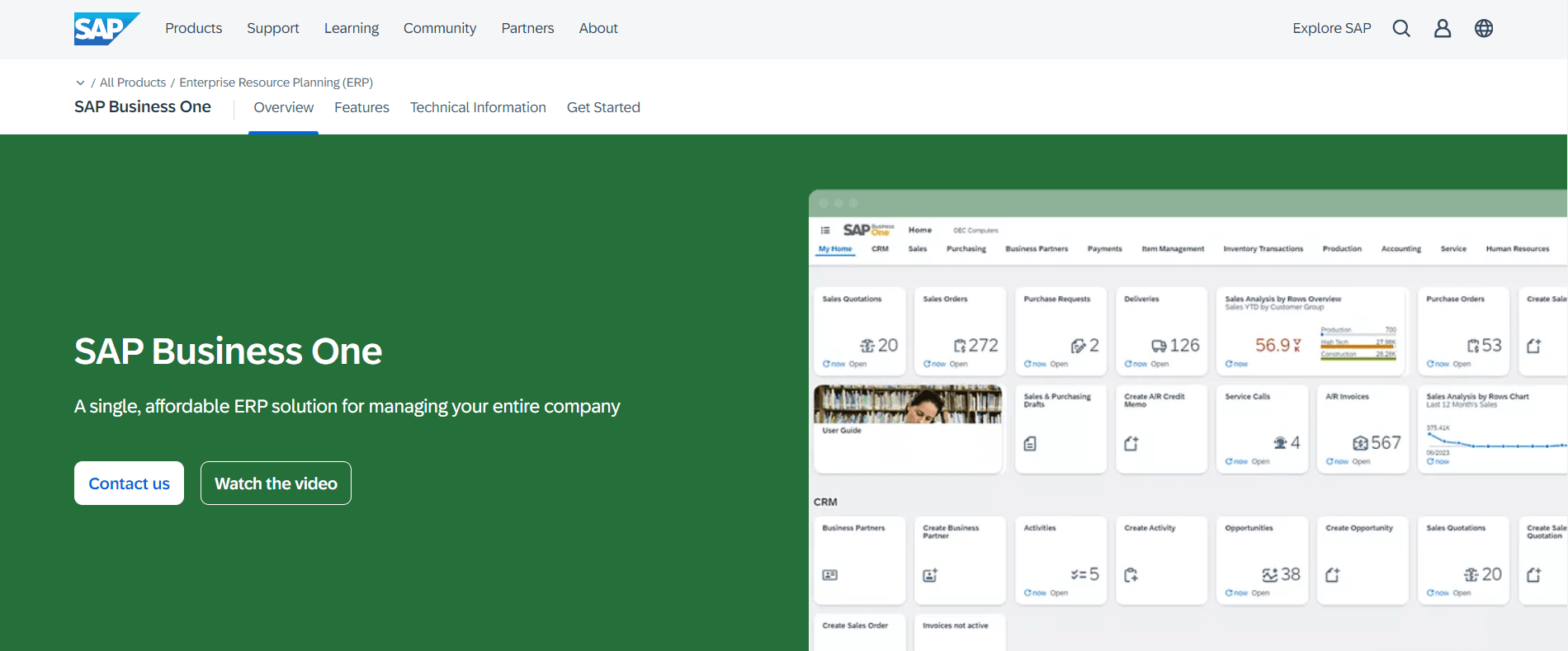SAP Business One ERP system