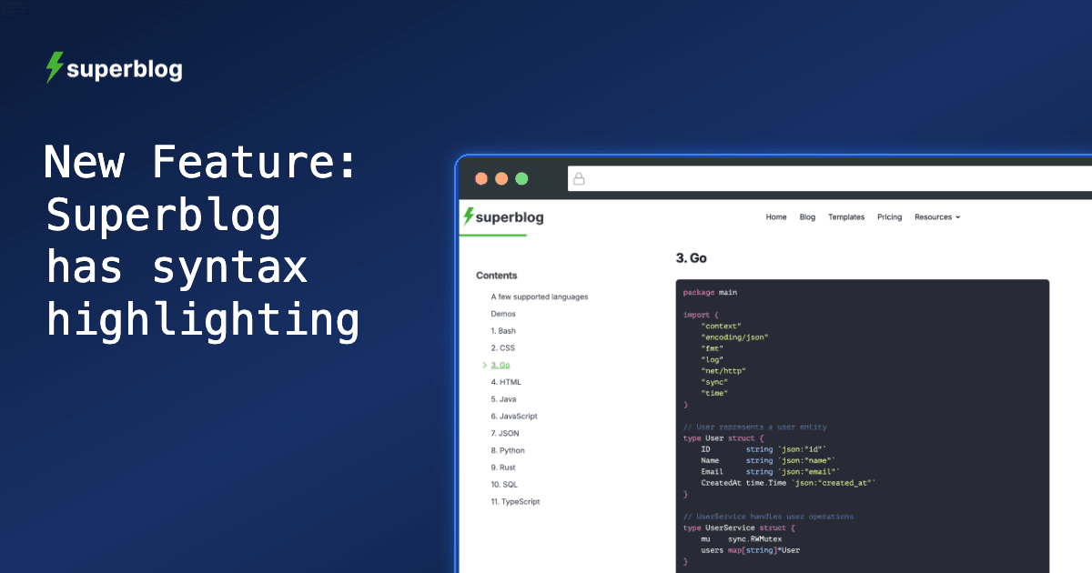 New Feature: Superblog has syntax highlighting
