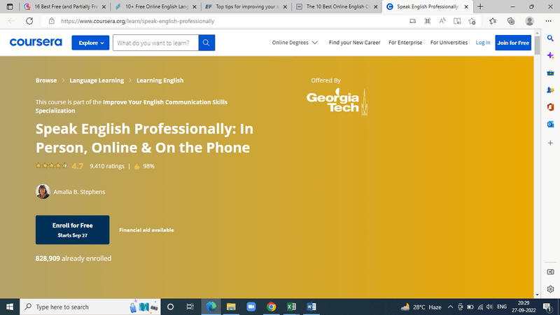 Coursera - Speak English Professionally: In person, Online & On the Phone - image - screenshot