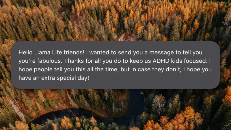 Testimonial for Llama Life from a user with ADHD