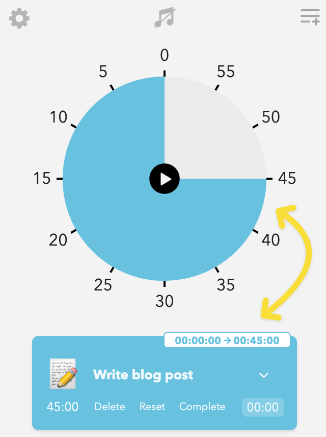 Llama Life productivity app showing pie timer 
