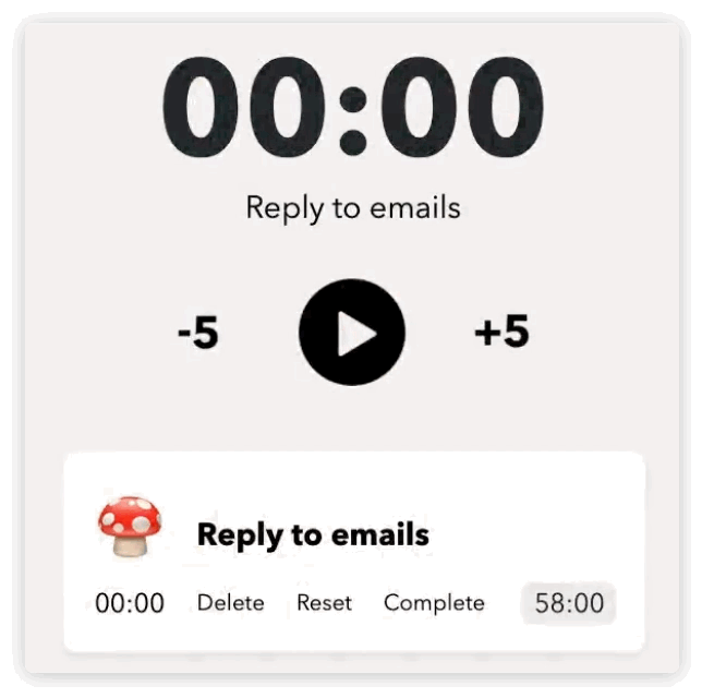 Llama Life productivity app visual alarm flashes when the timer is done 