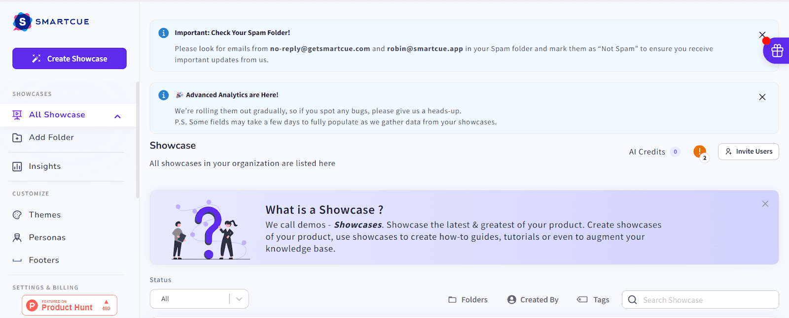 Creating a showcase