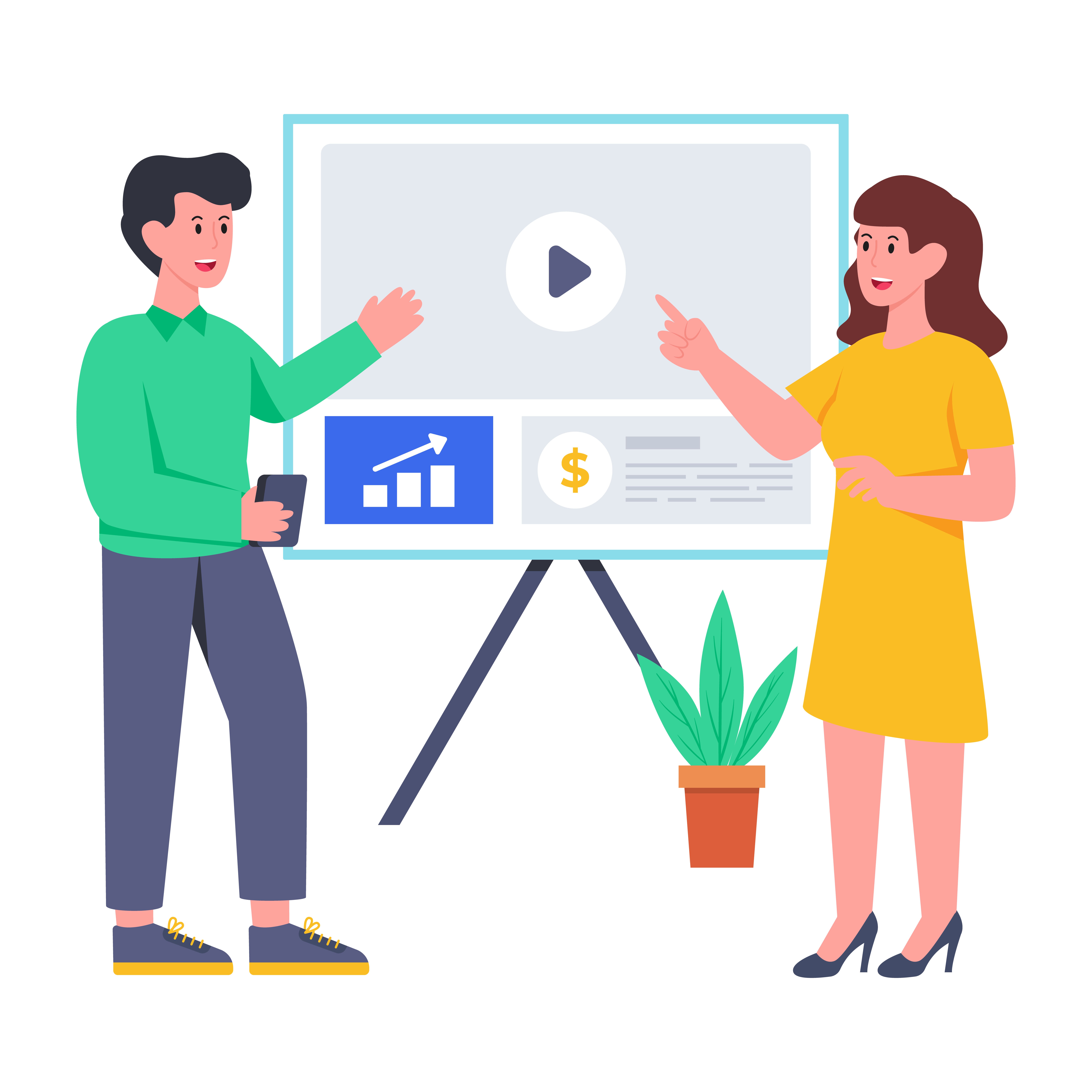 Illustration of a product explainer video