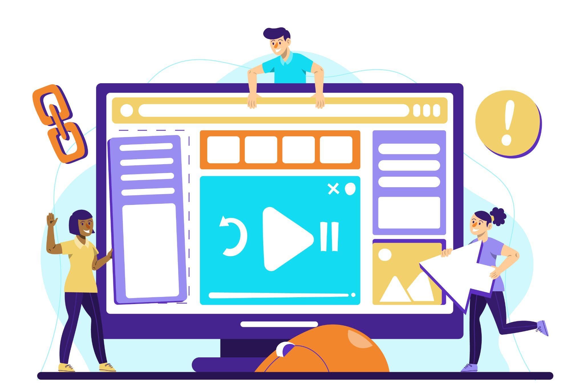 Digital illustration of interactive demos on a website