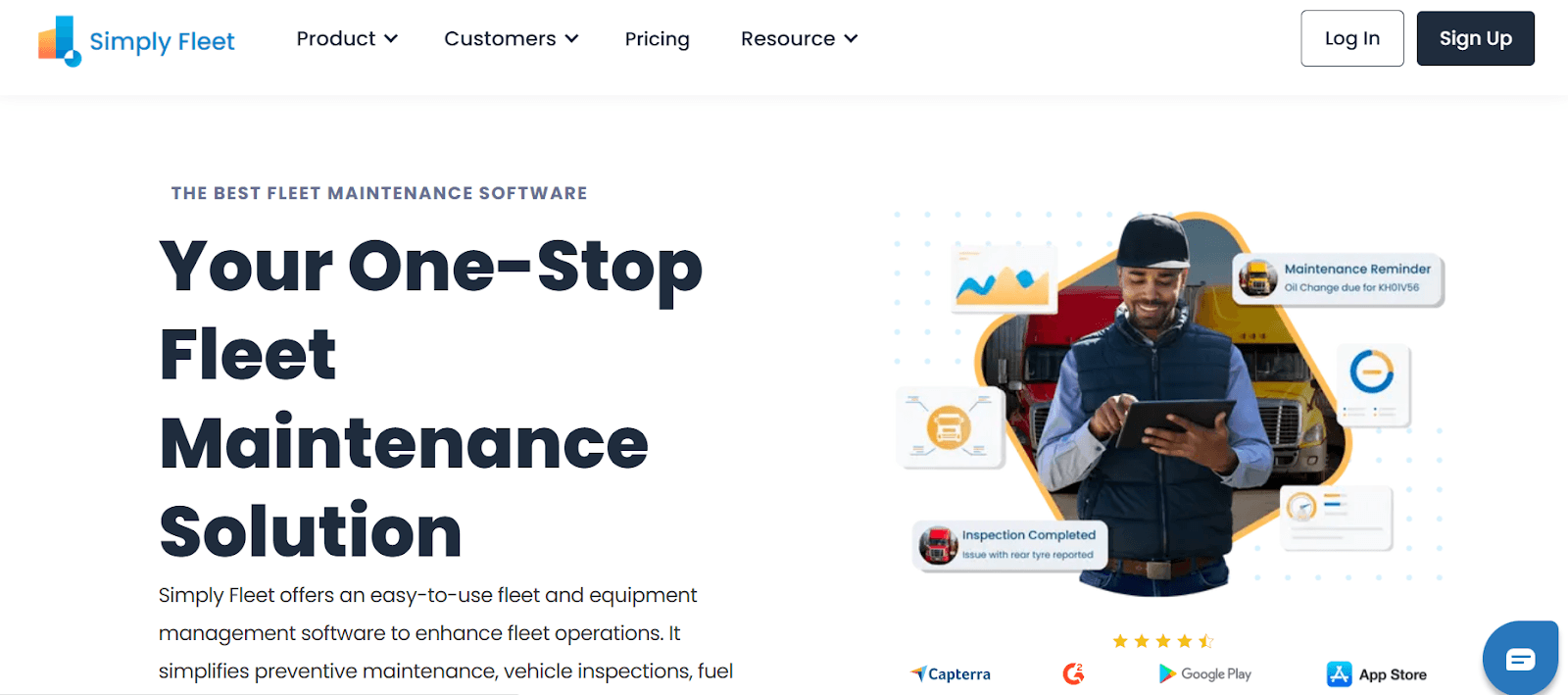 Screenshot of Simply Fleet's homepage