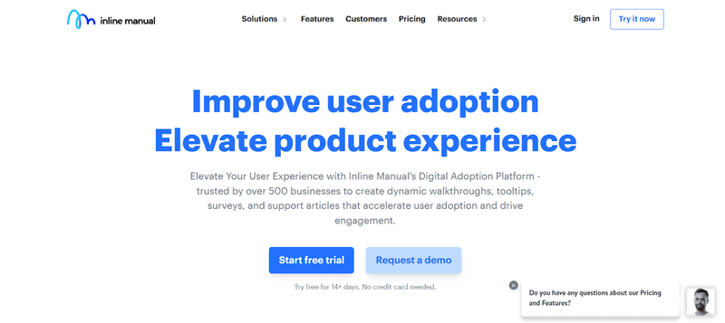 Screengrab of Inline Manual product tour software