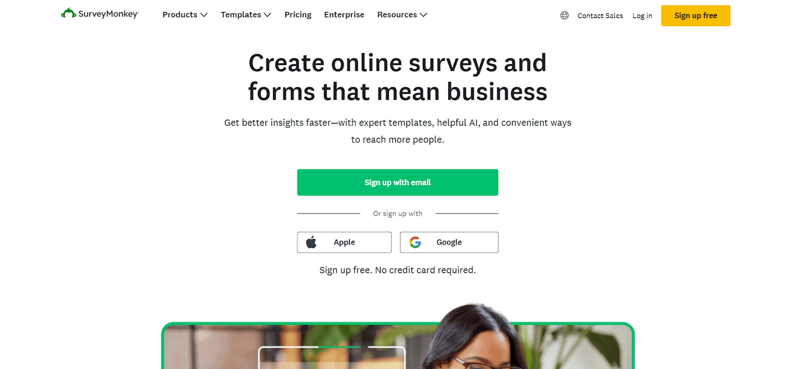 Screengrab of SurveyMonkey feedback tool