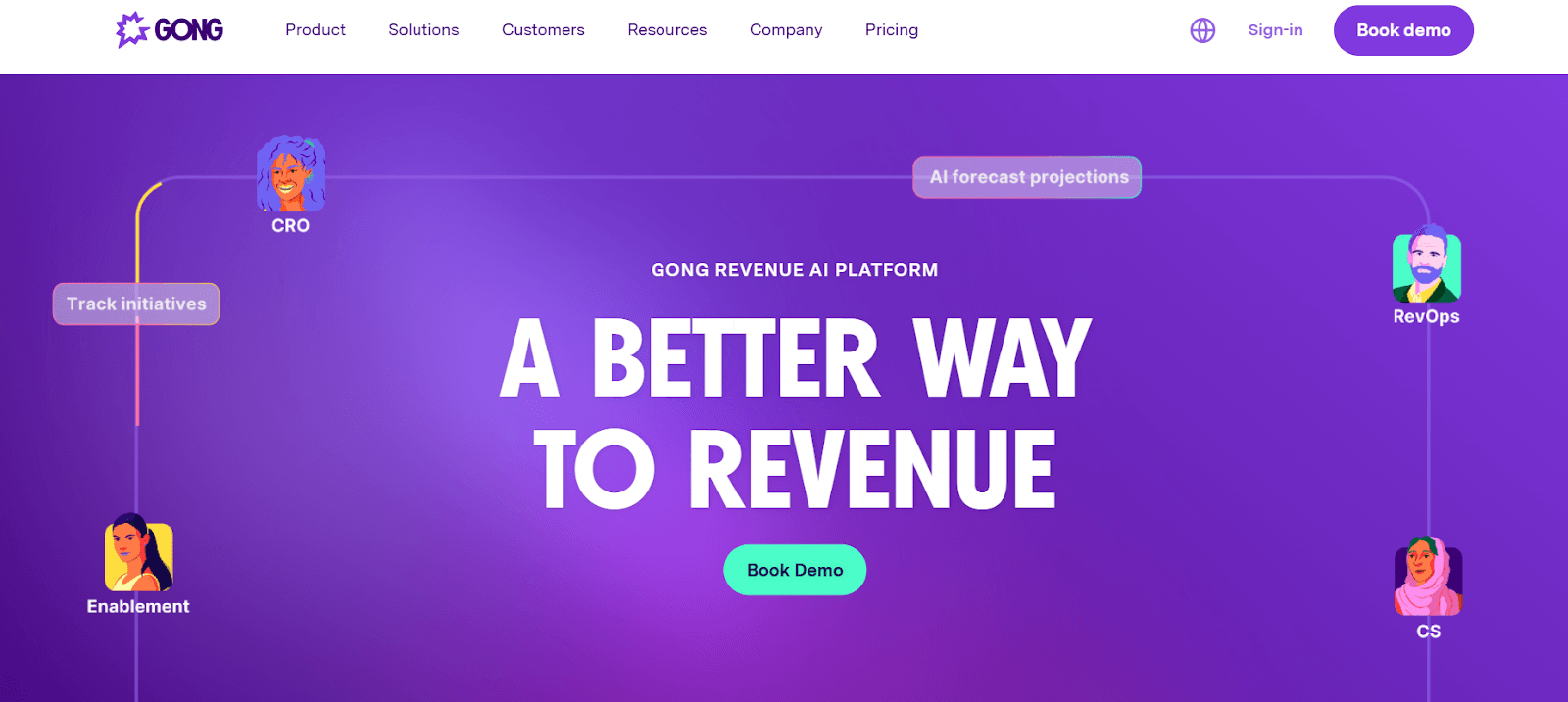 A screenshot of Gong homepage