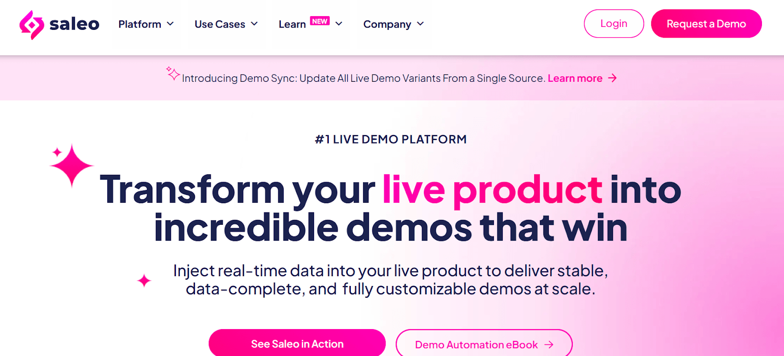A screenshot of Saleo interactive demo software

