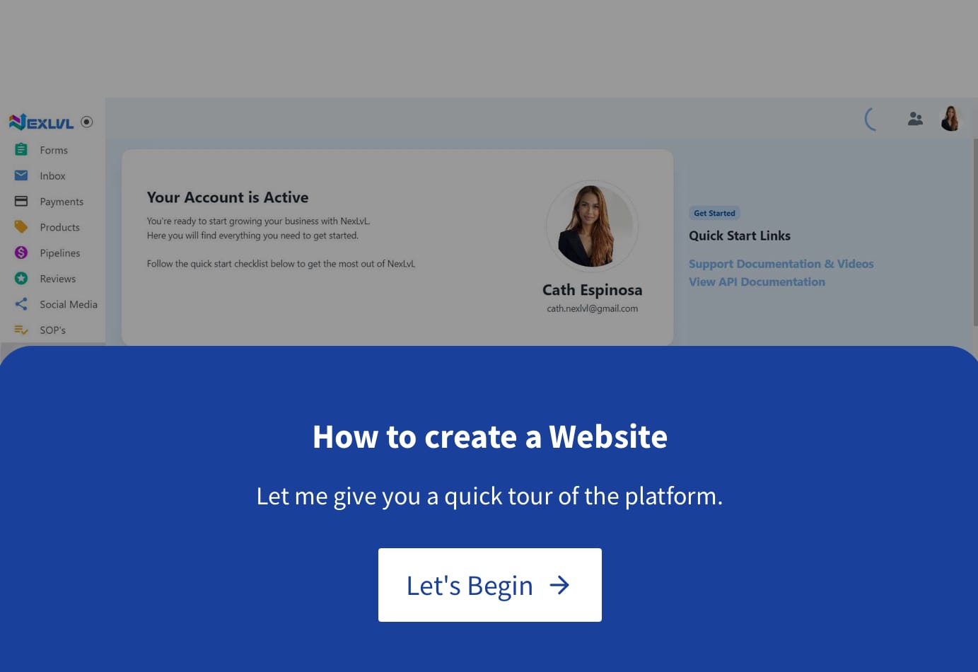 NexLvL landing page