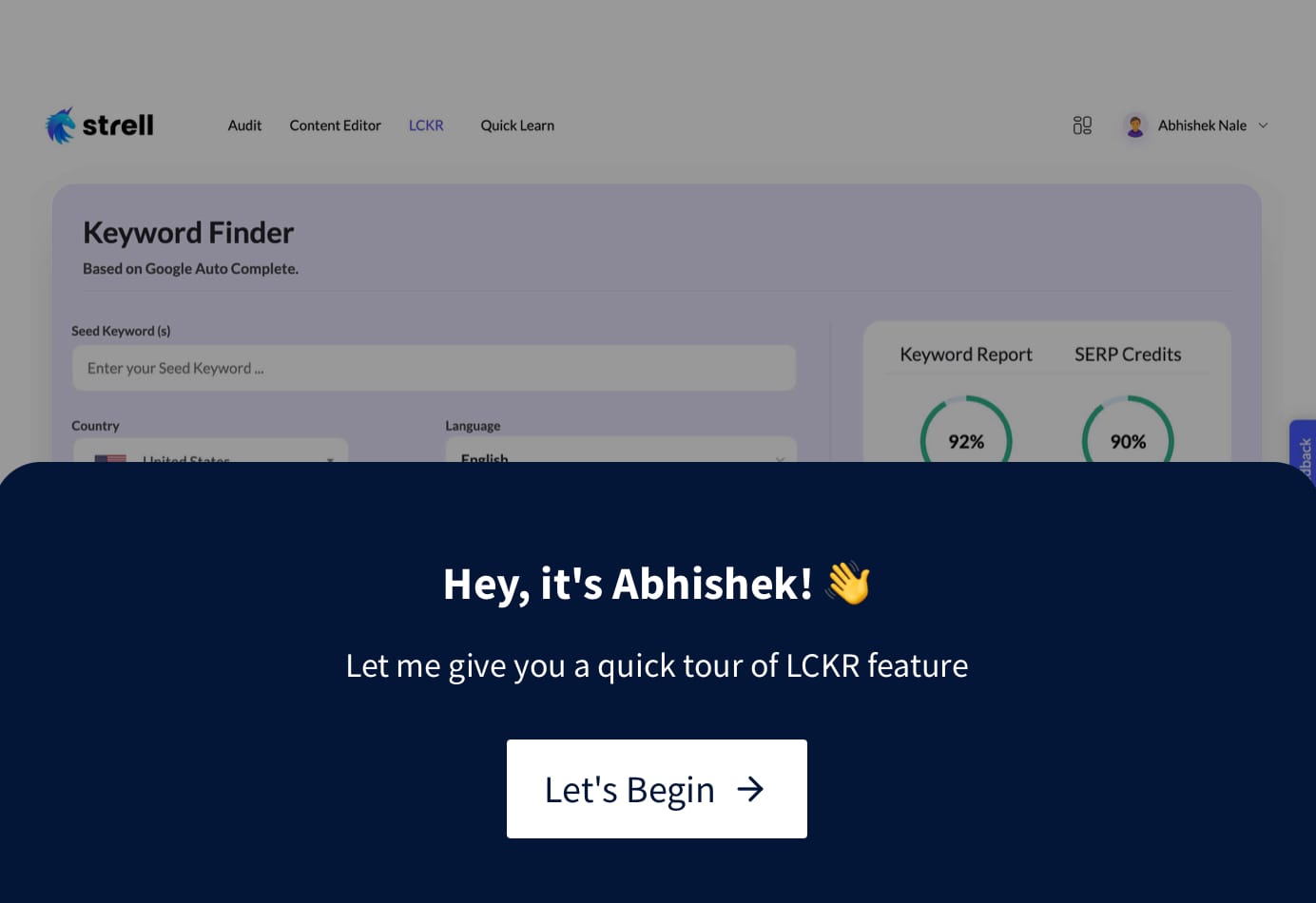 Strell landing page