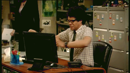 Gif representation of frustation in an office