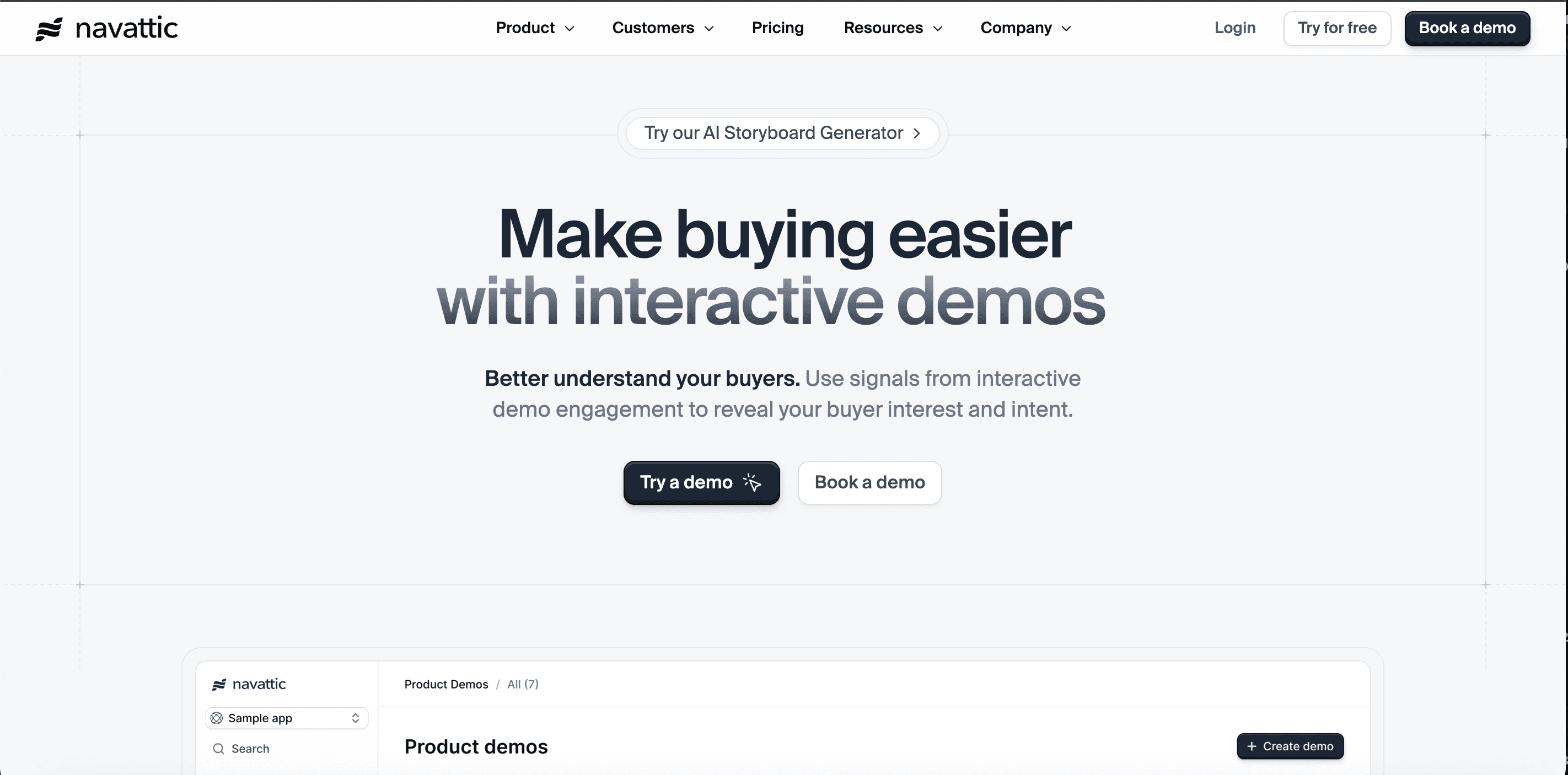 Navattic homepage