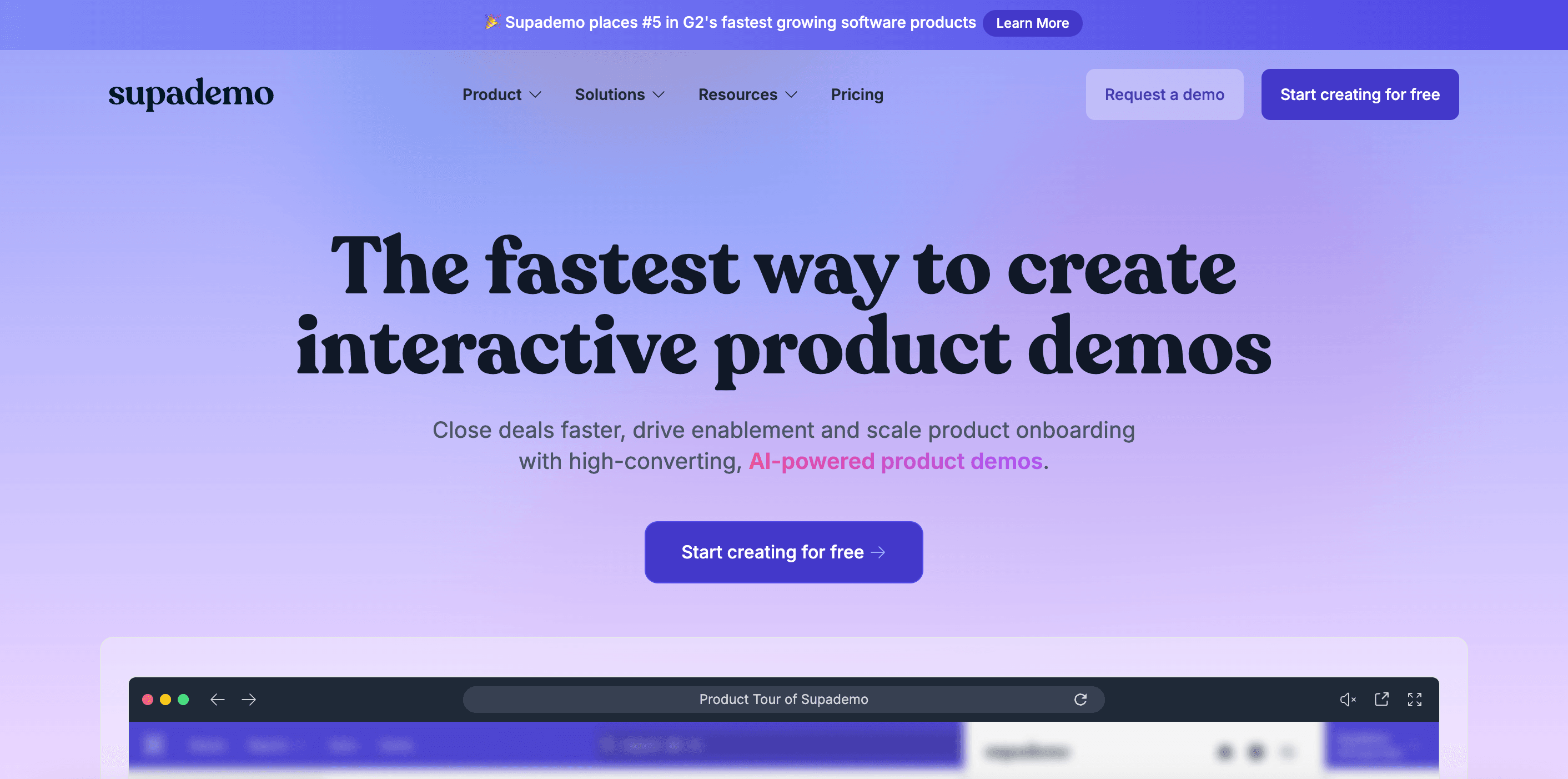 Supademo homepage