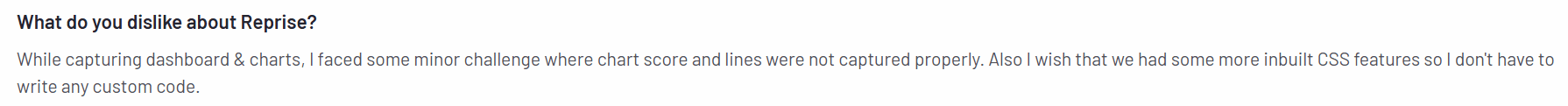A screenshot of Reprise's g2 review