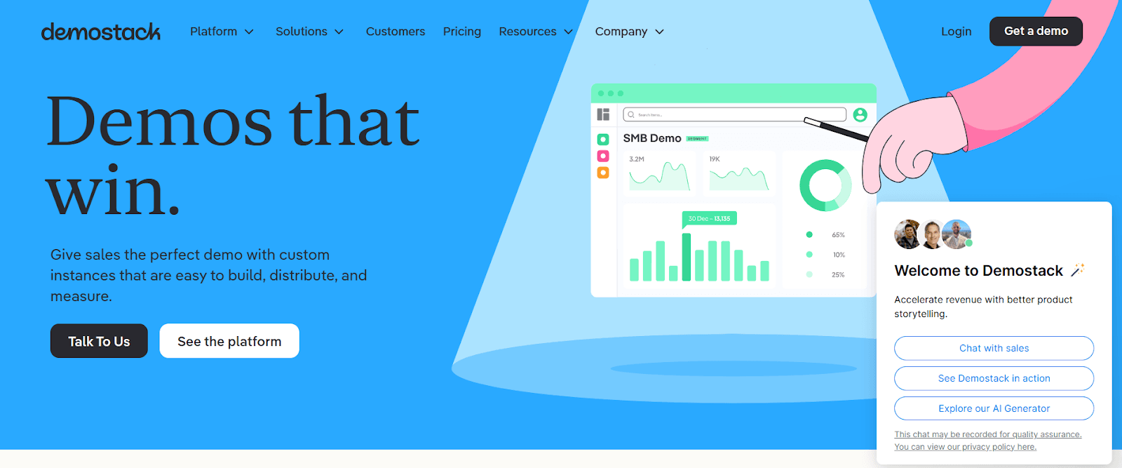 Screenshot of Demostack homepage