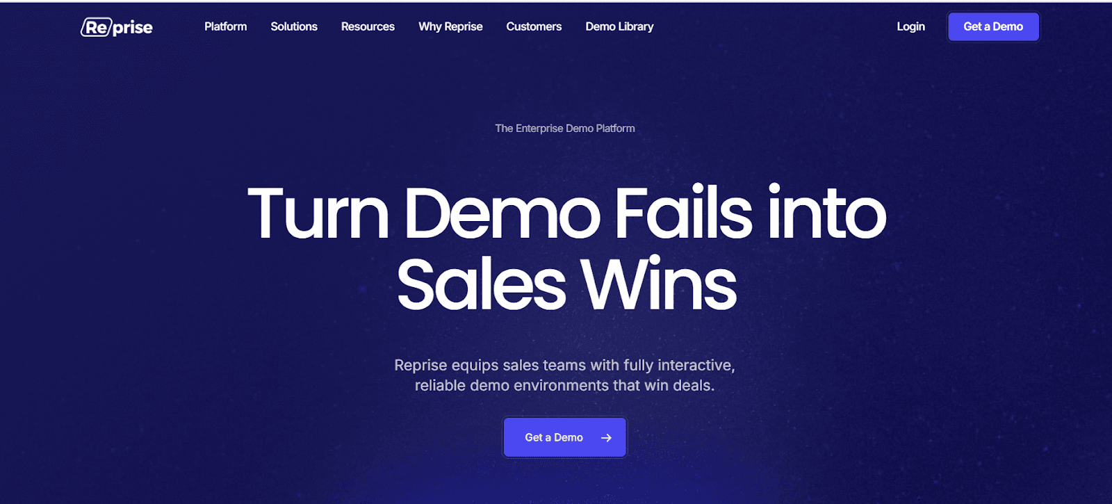 Screenshot of Reprise homepage