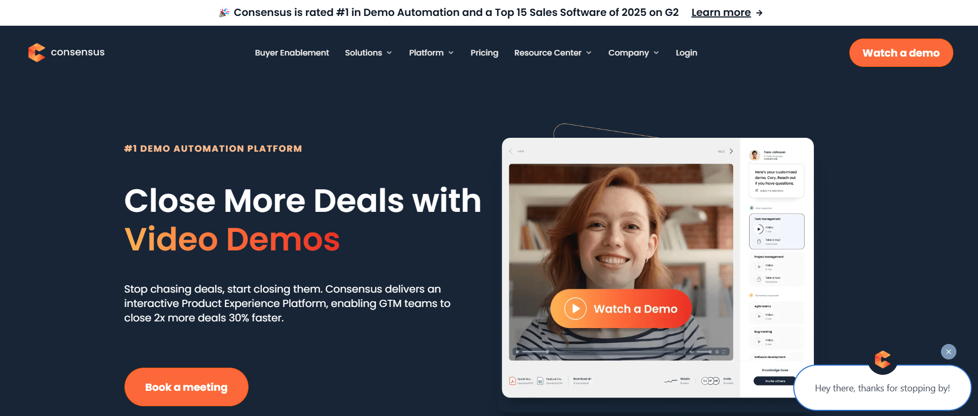 A website screenshot for Consensus