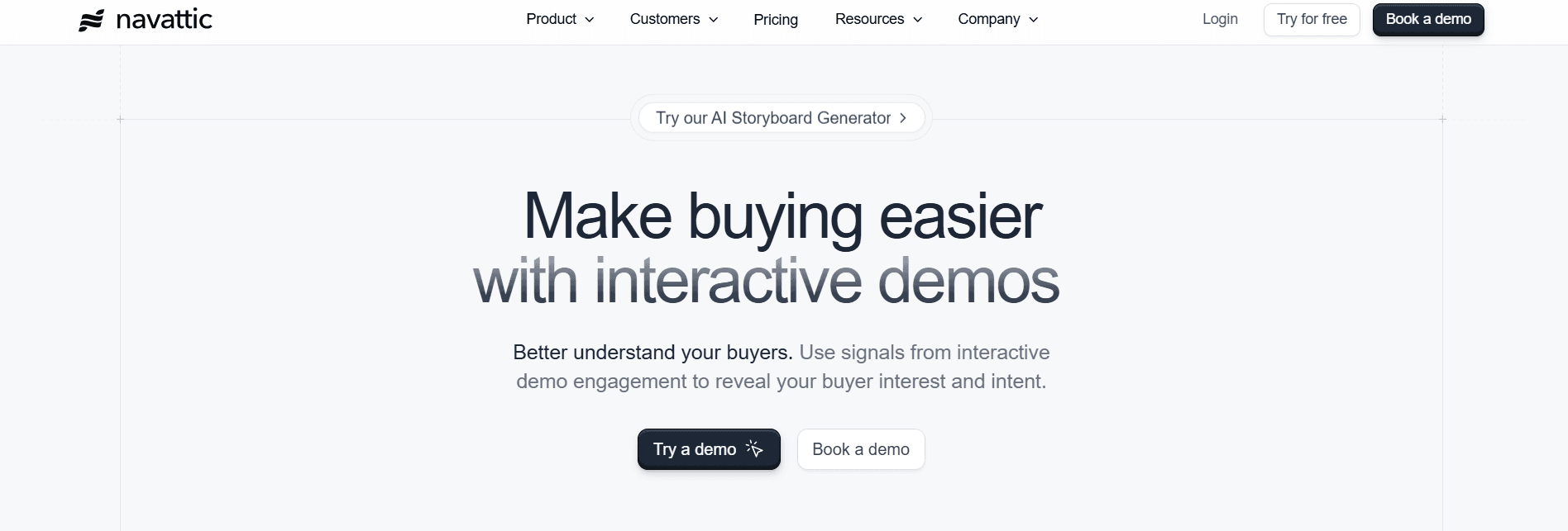 A website screenshot for Navattic