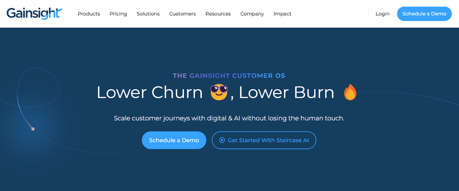 screenshot of Gainsight homepage