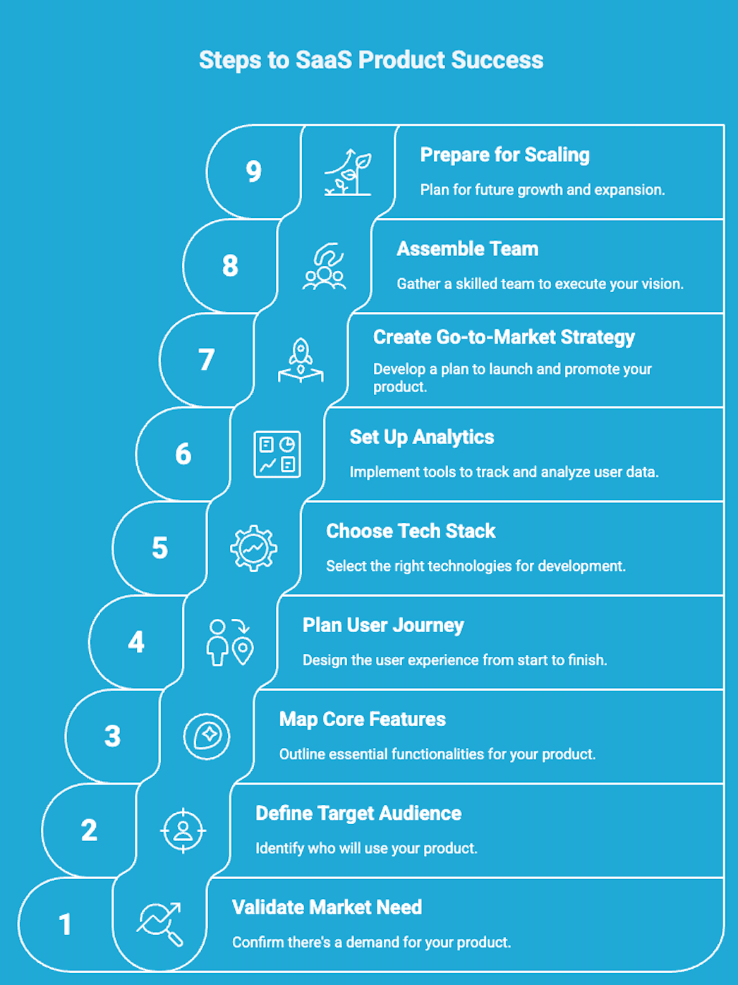 Infographic on steps to saas product success