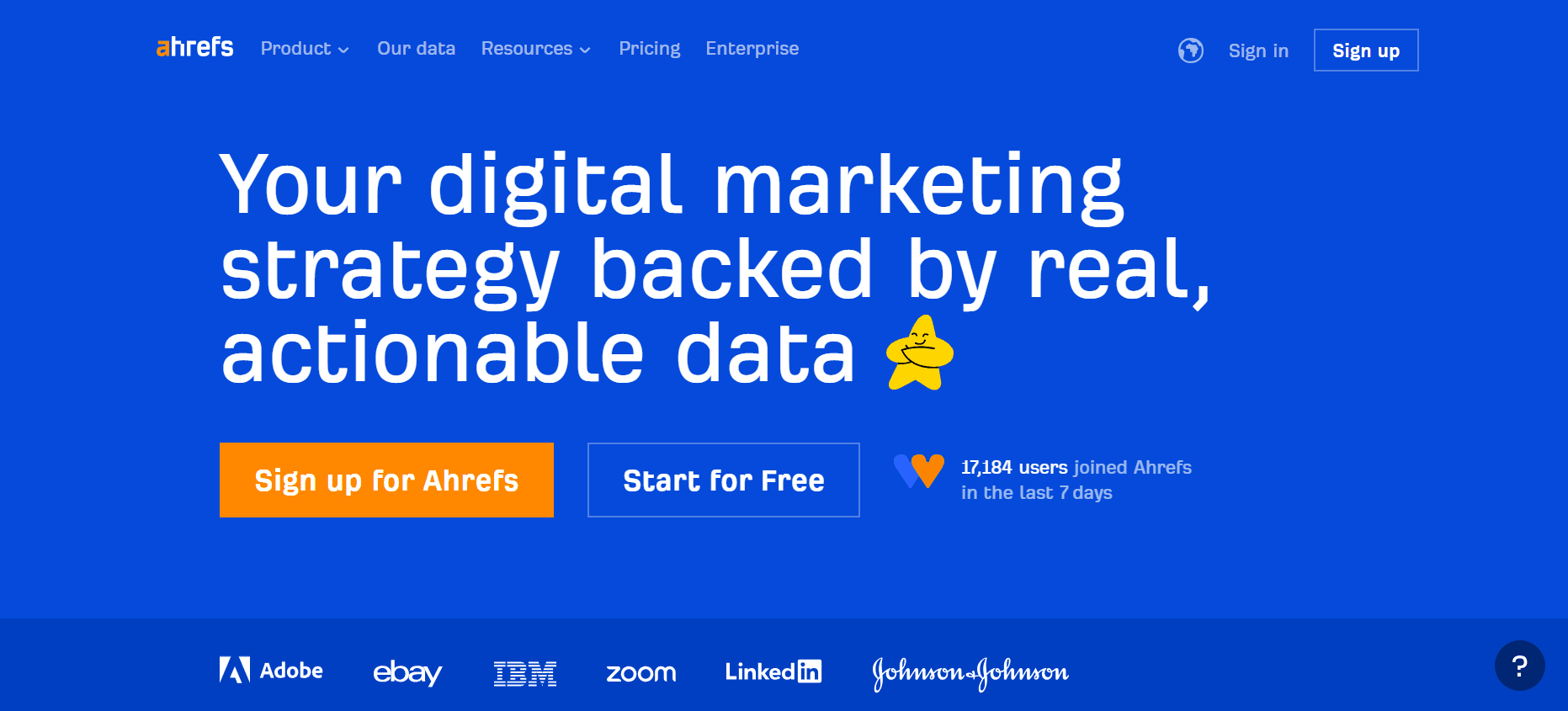 Ahrefs home page