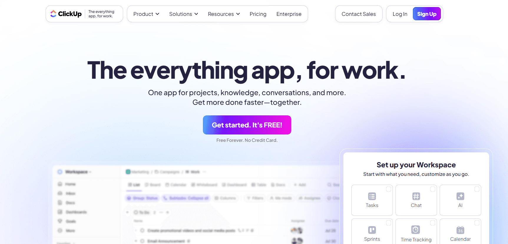 ClickUp homepage
