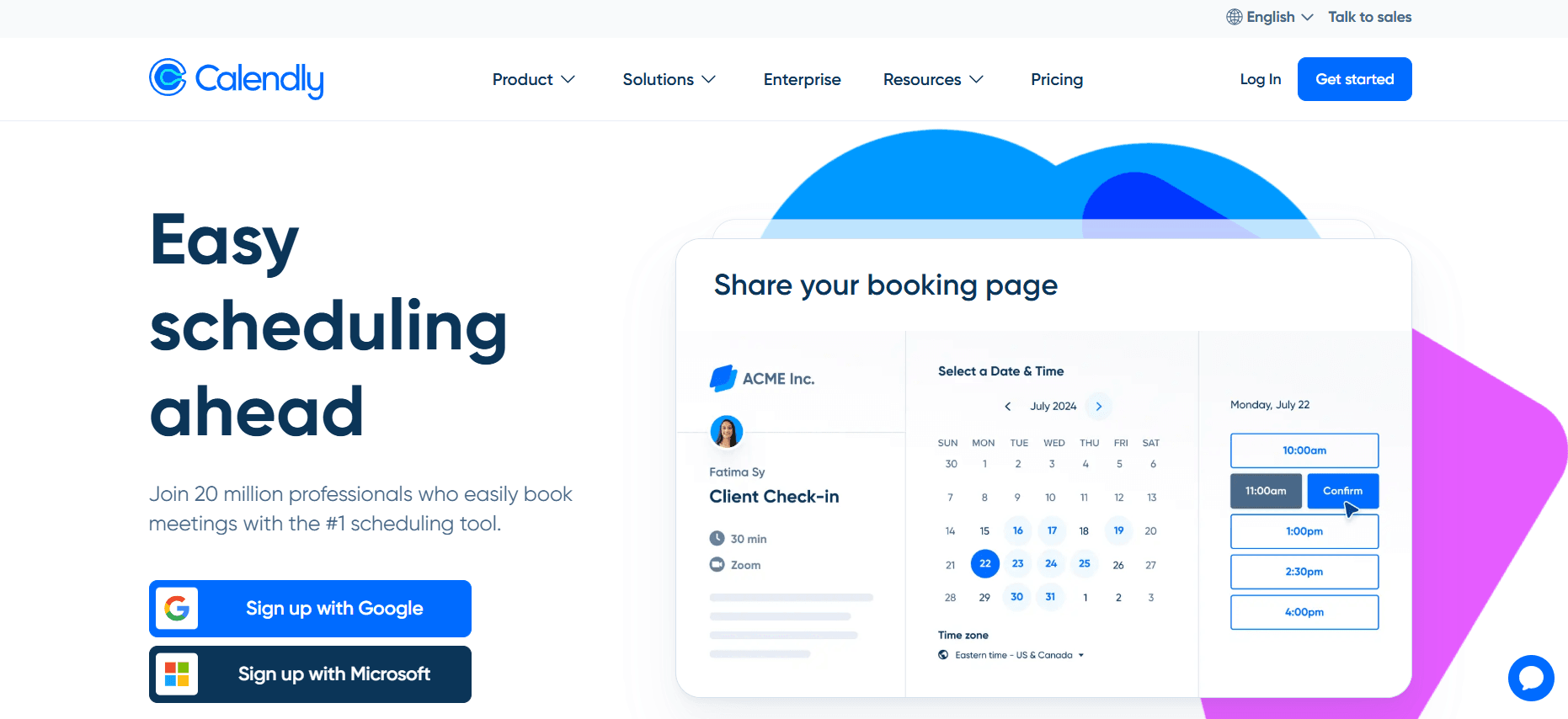 Calendly homepage
