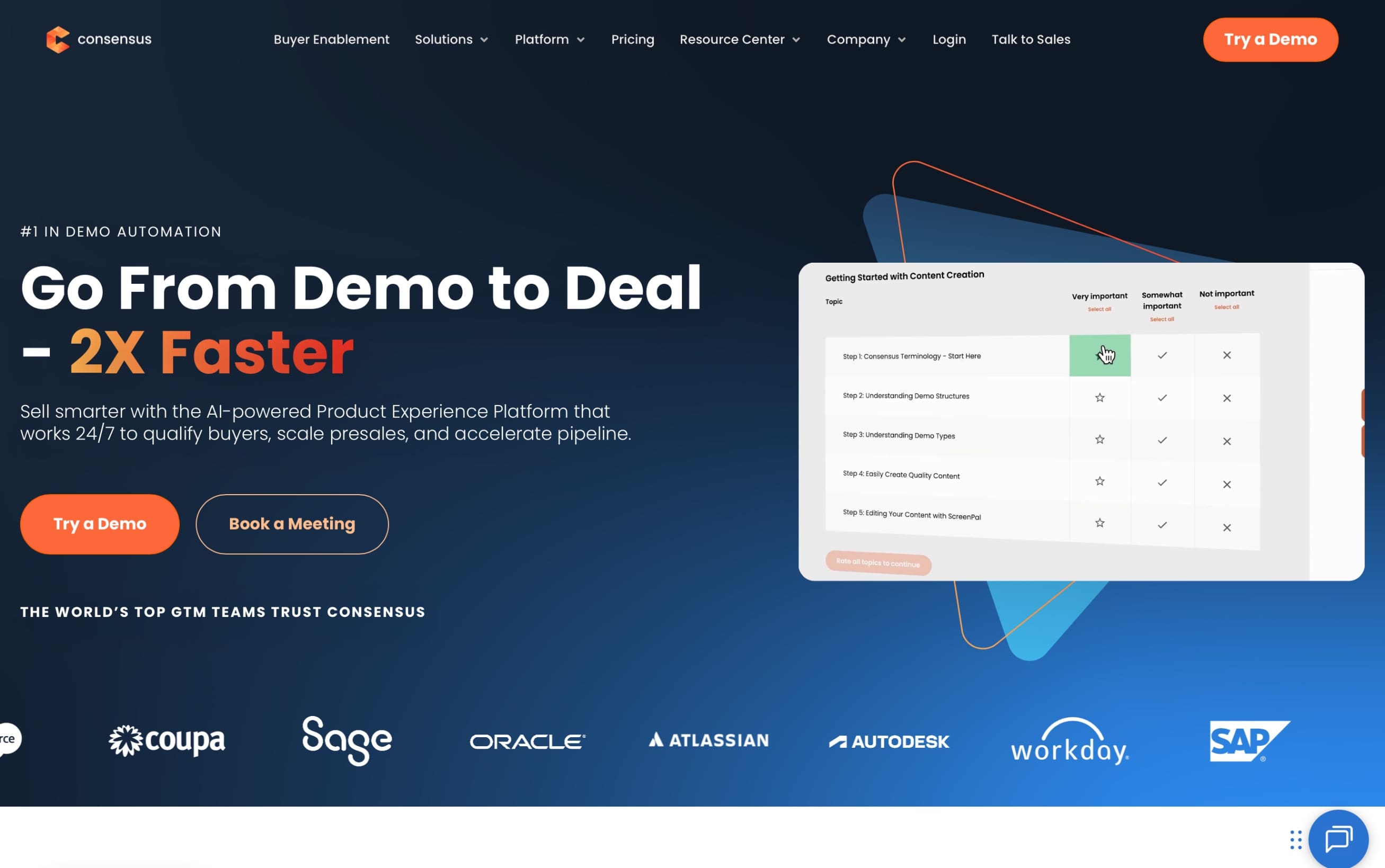Consensus Landing Page Screenshot