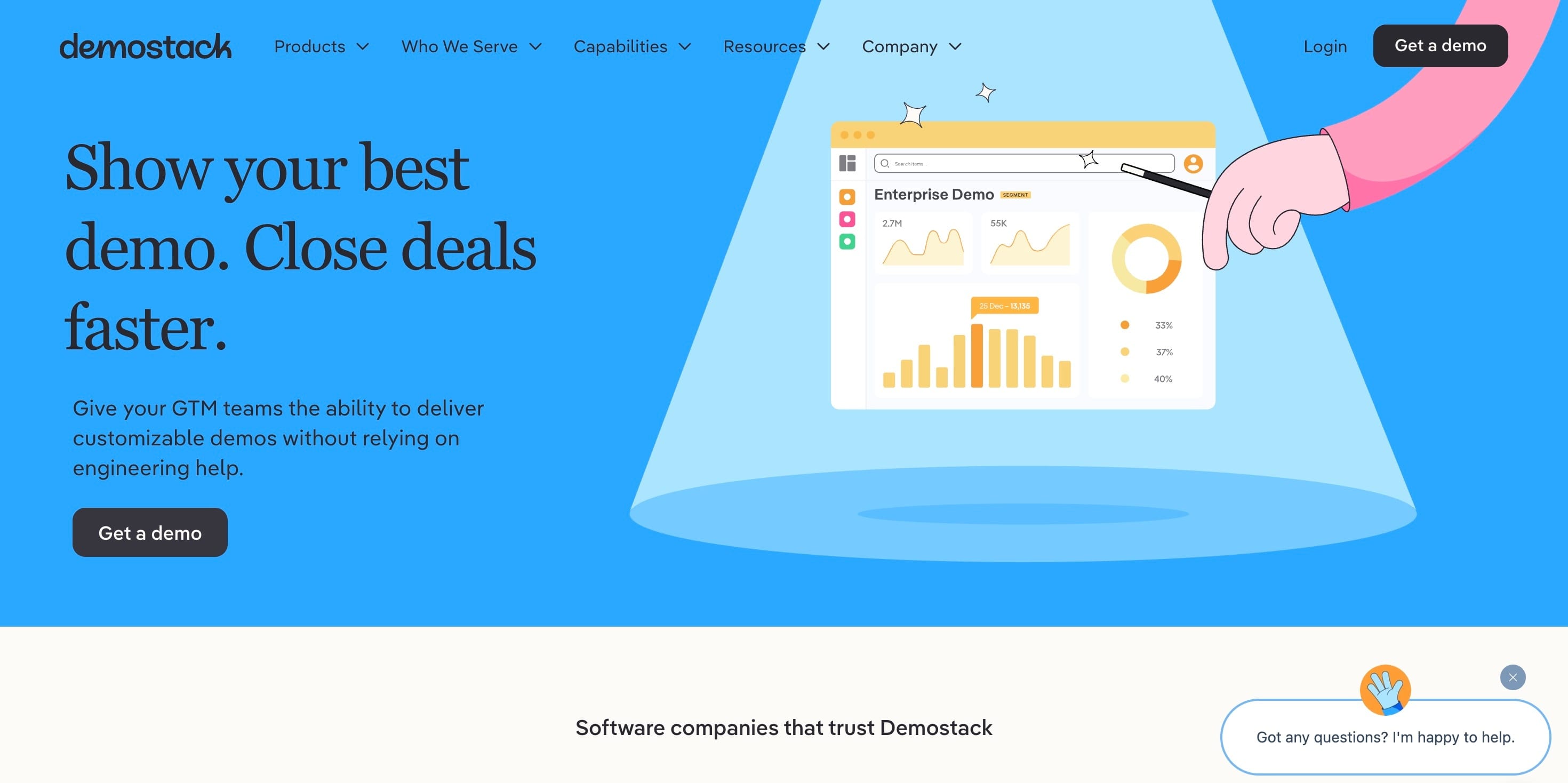 Screenshot of Demostack homepage