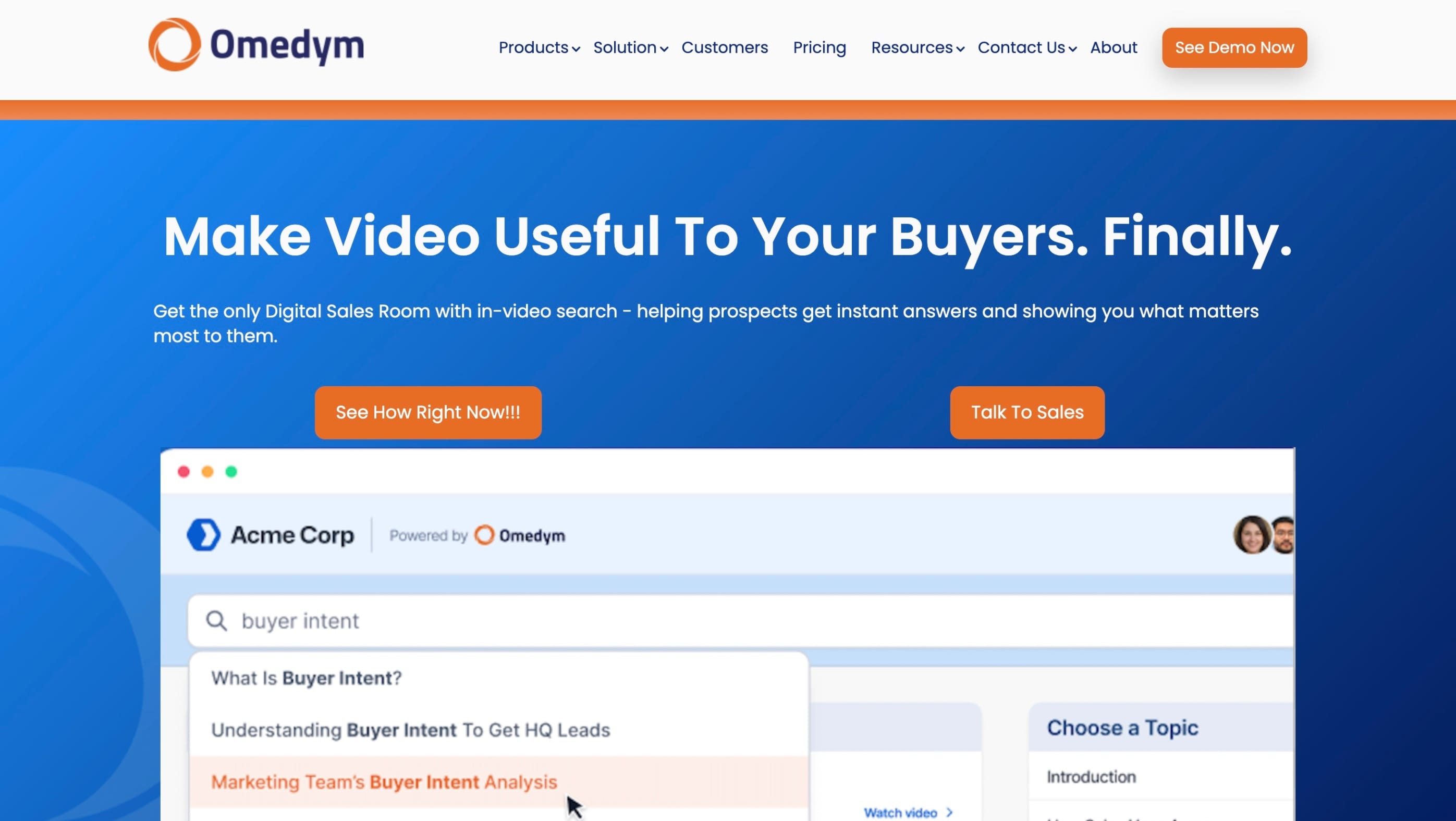 Screenshot of Omedym homepage