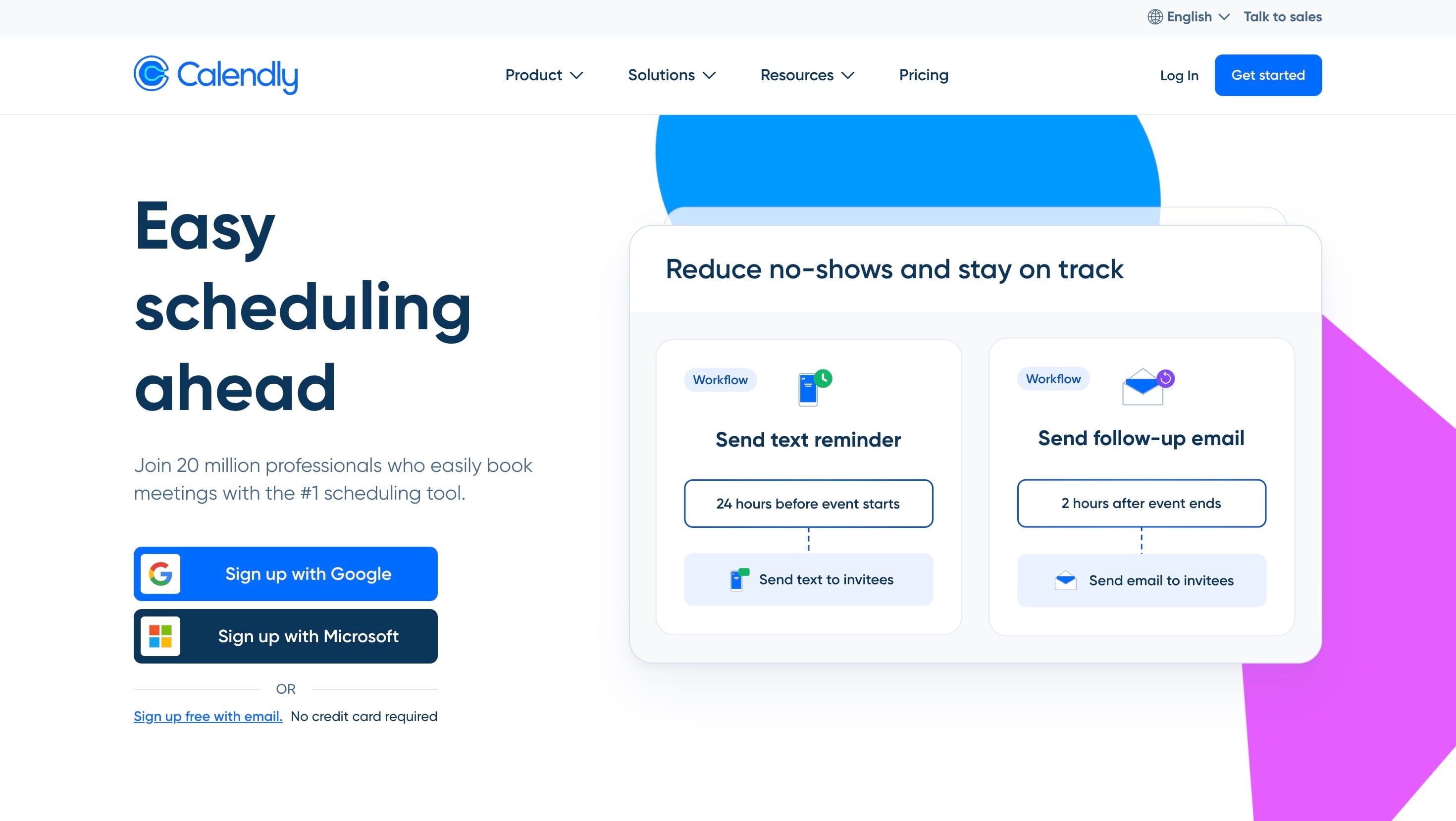 Screenshot of Calendly homepage