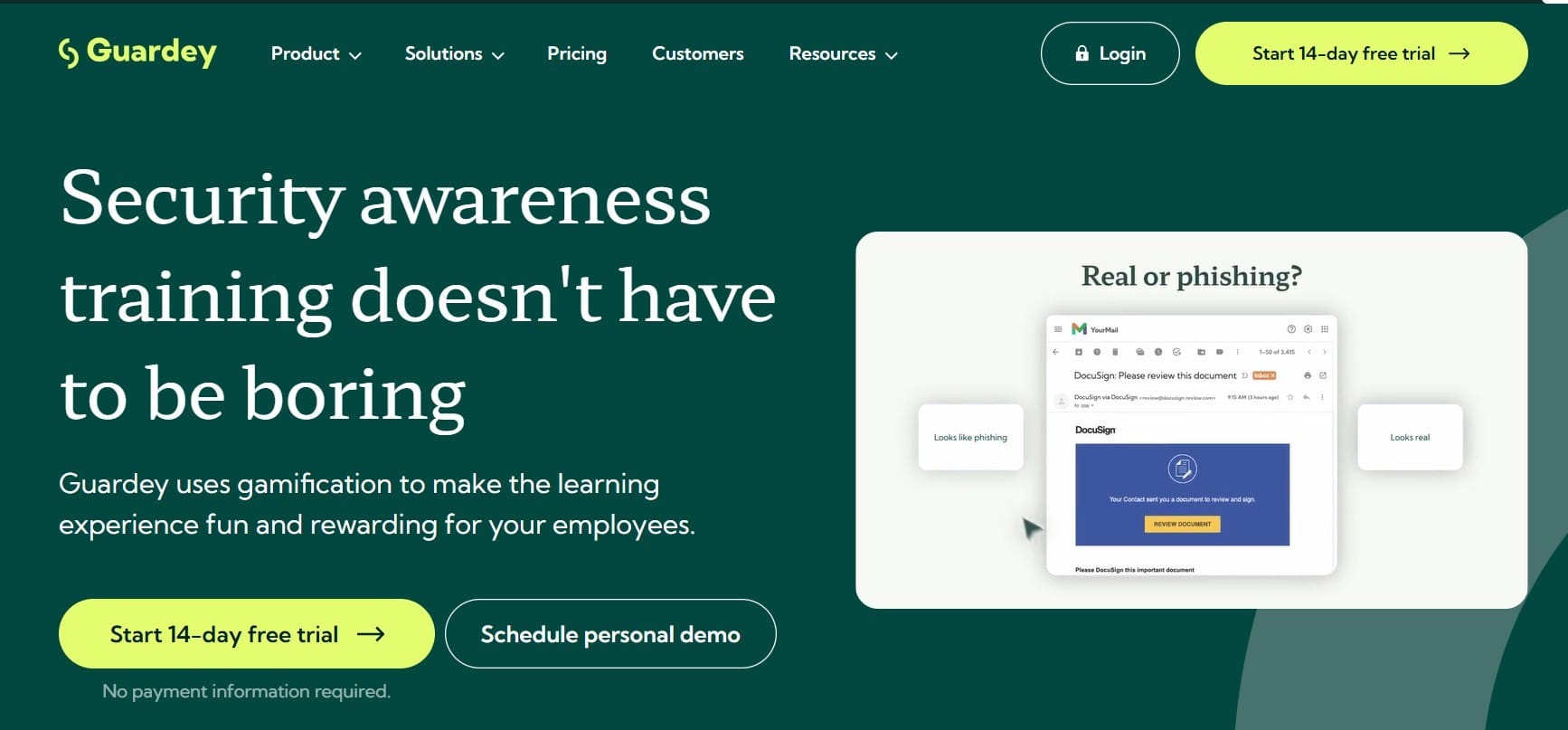 Screenshot of Guardey home page