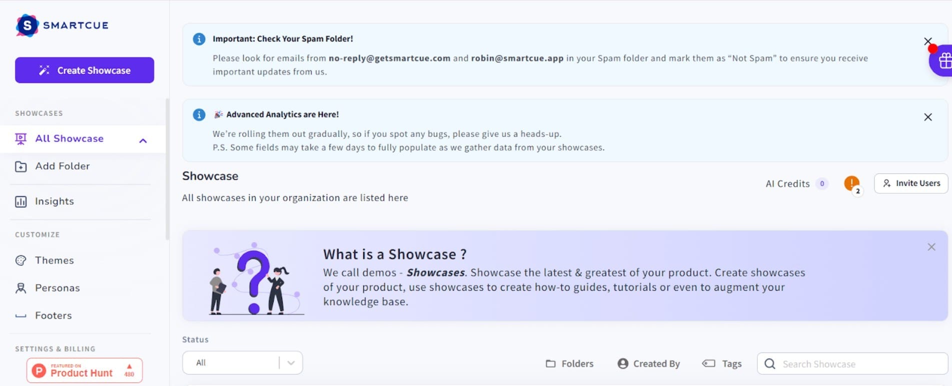 Creating a showcase