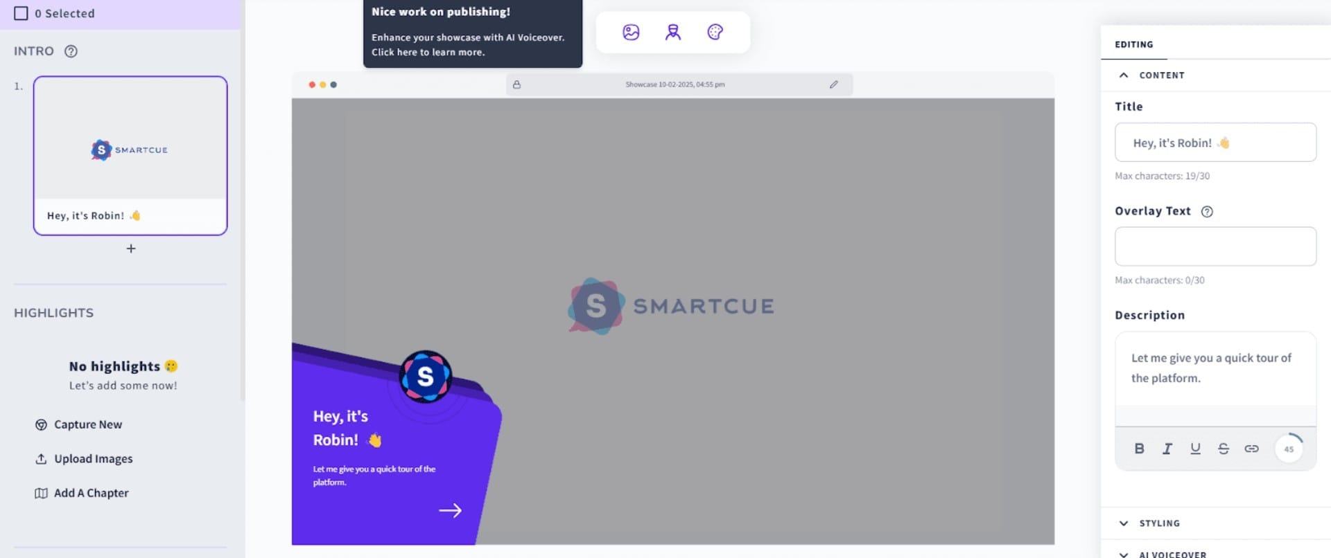 Building a showcase