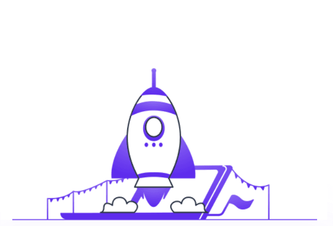 Rocket launch illustration symbolizing improved SaaS conversion rates.