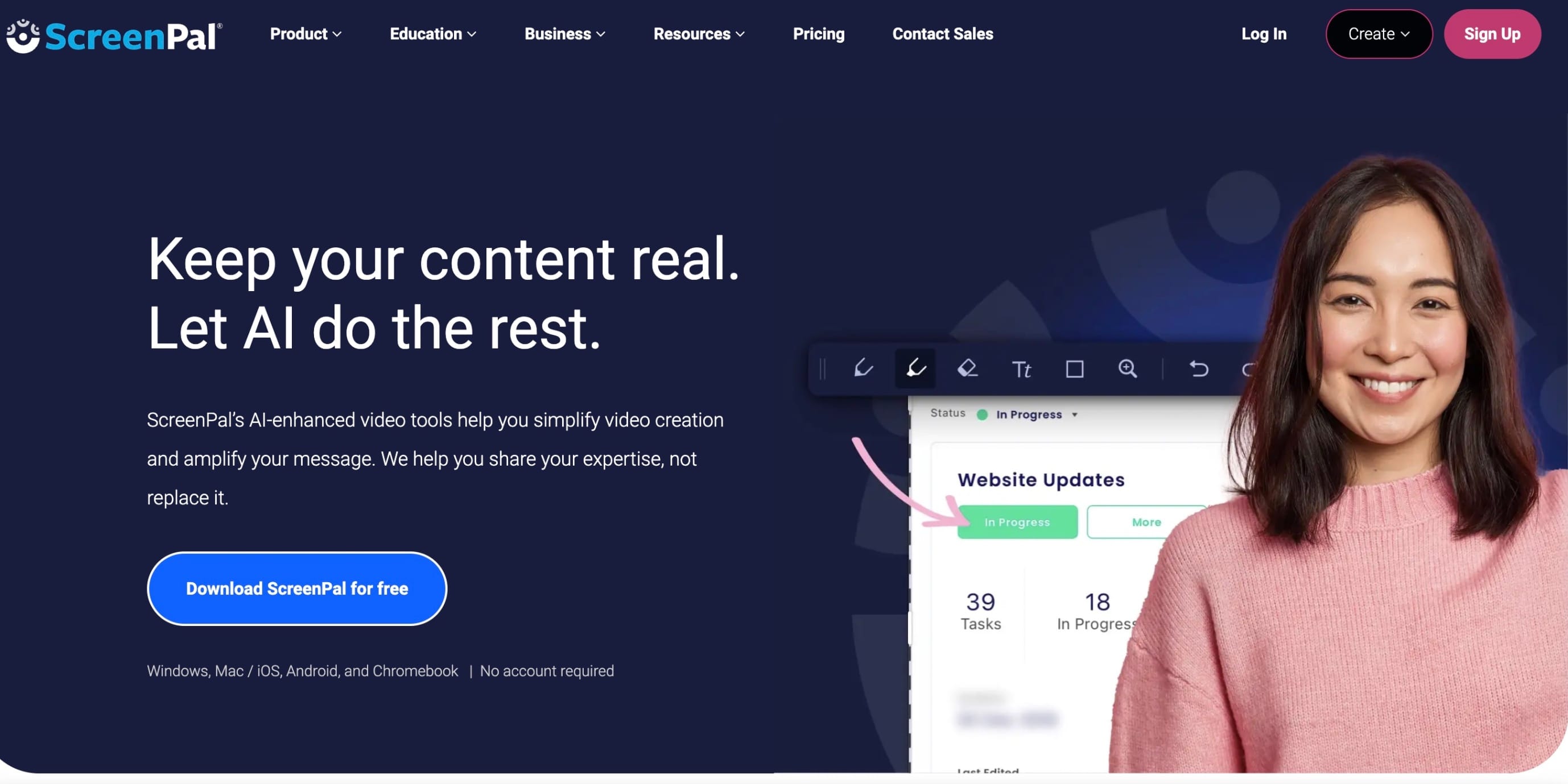 Screenshot of ScreenPal homepage