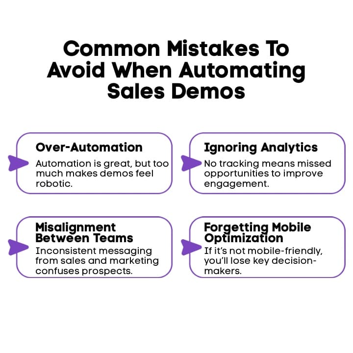 An Infographic on Common Mistakes To Avoid When Automating Sales Demos.