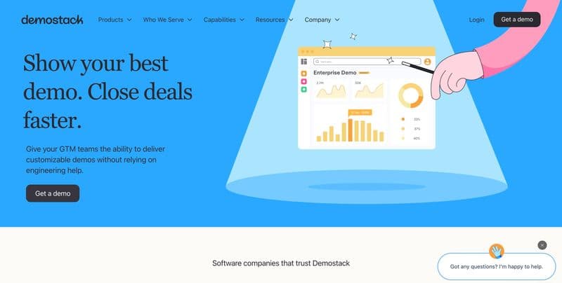 Screenshot of Demostack homepage