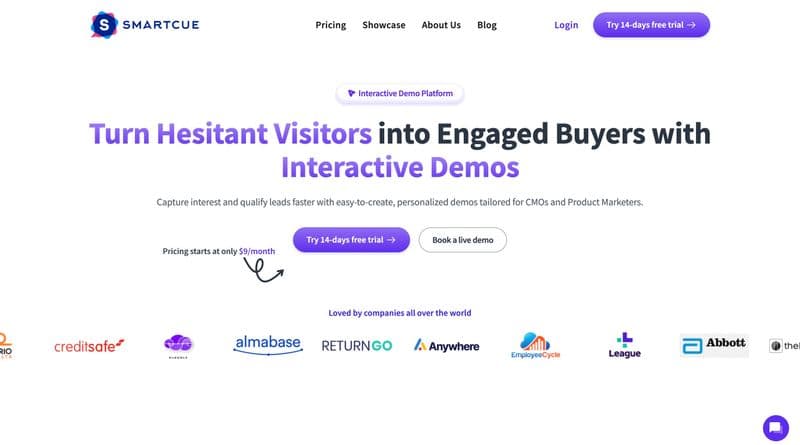 Screenshot of SmartCue's home page