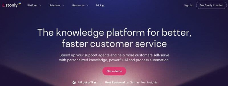 Screenshot of stonly homepage