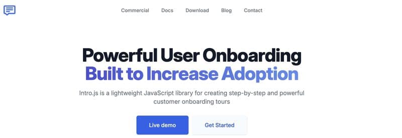 Screenshot of intro.js homepage
