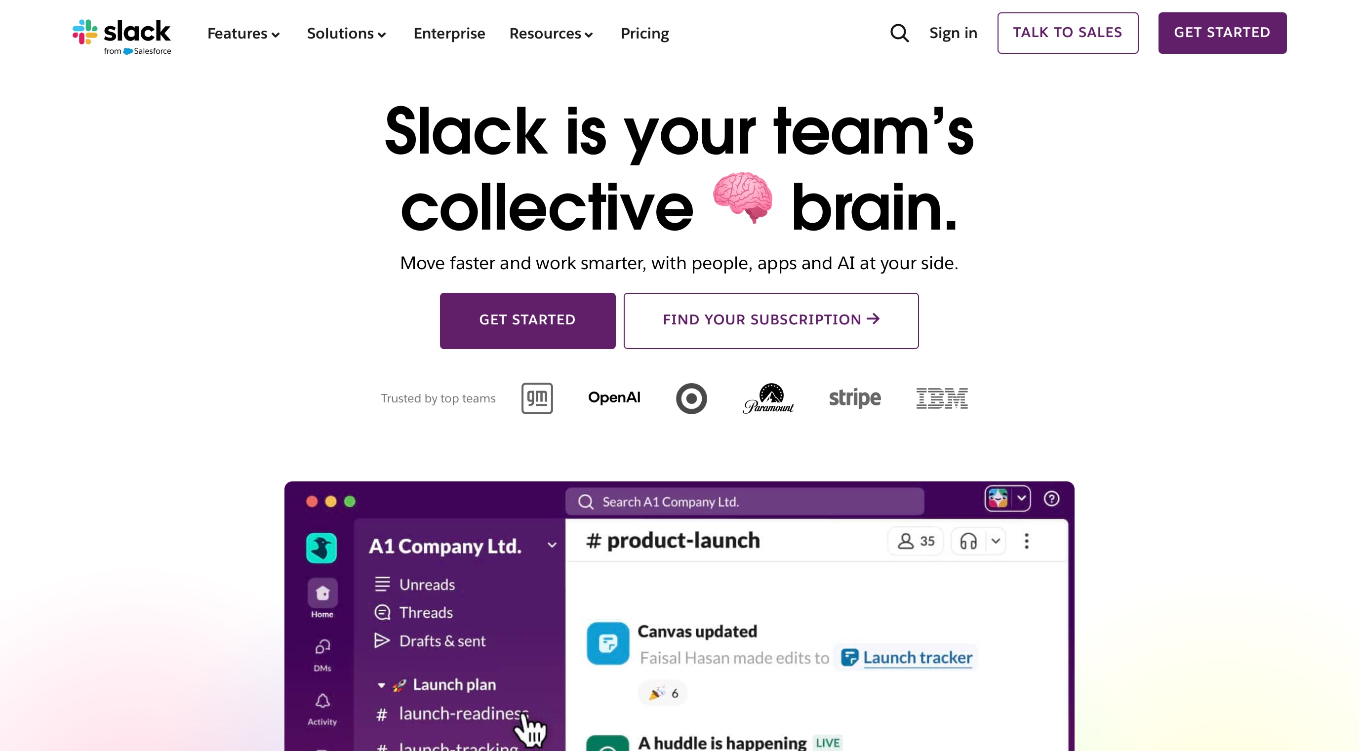 Slack homepage screenshot