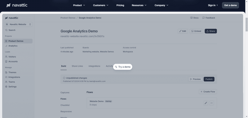 screenshot of Navattic demo software