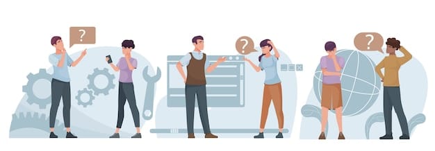 Illustration of People asking questions compositions in flat design