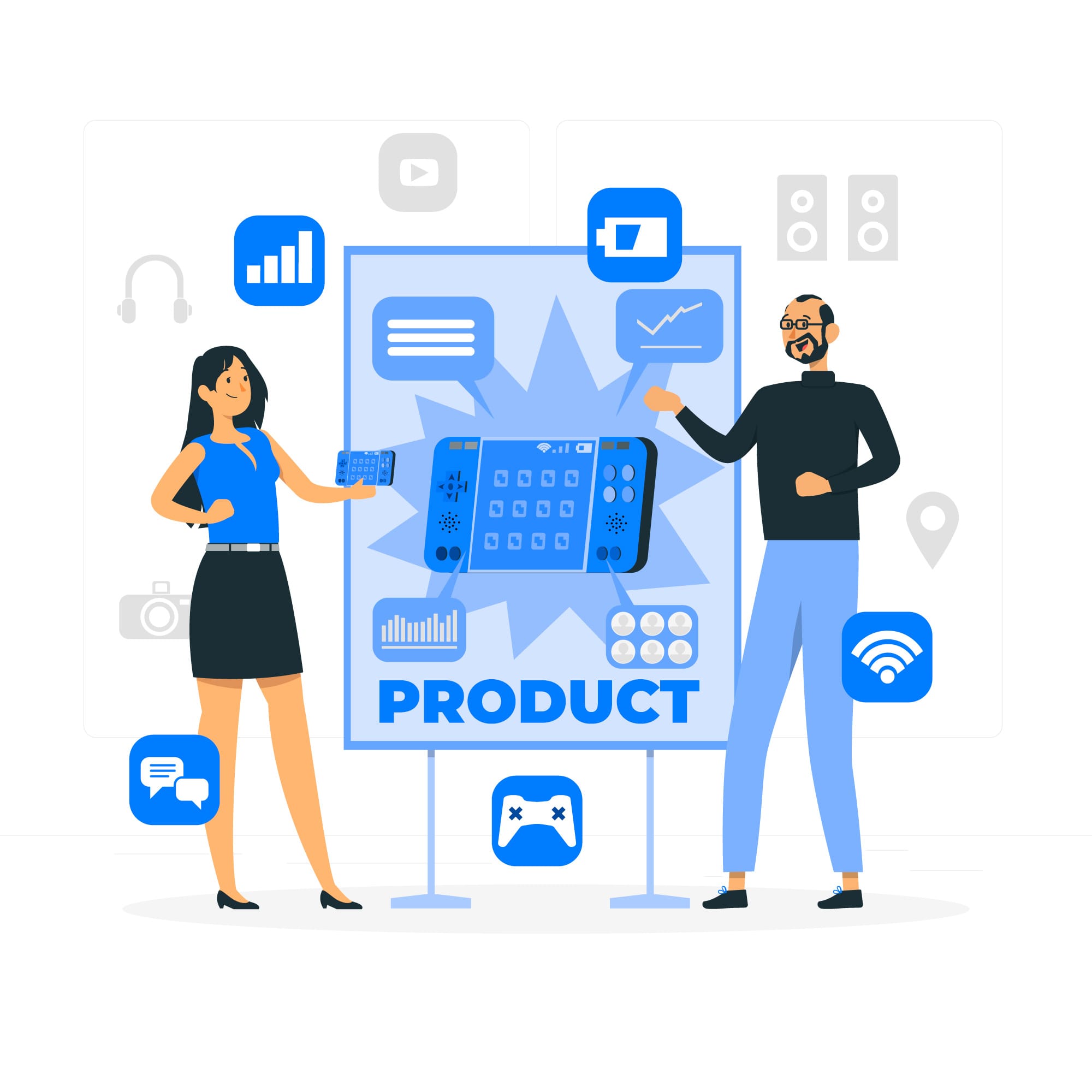 Product-Led Marketing presentation concept illustration