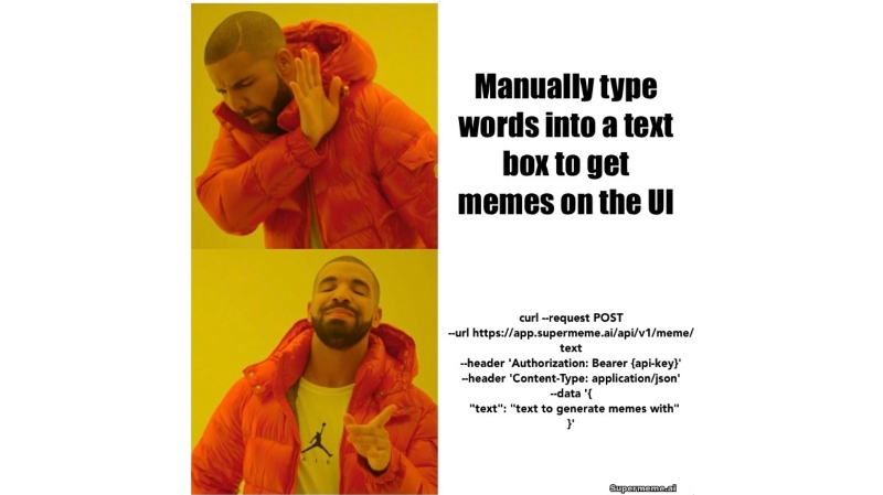 APIs available. POST text, GET memes.