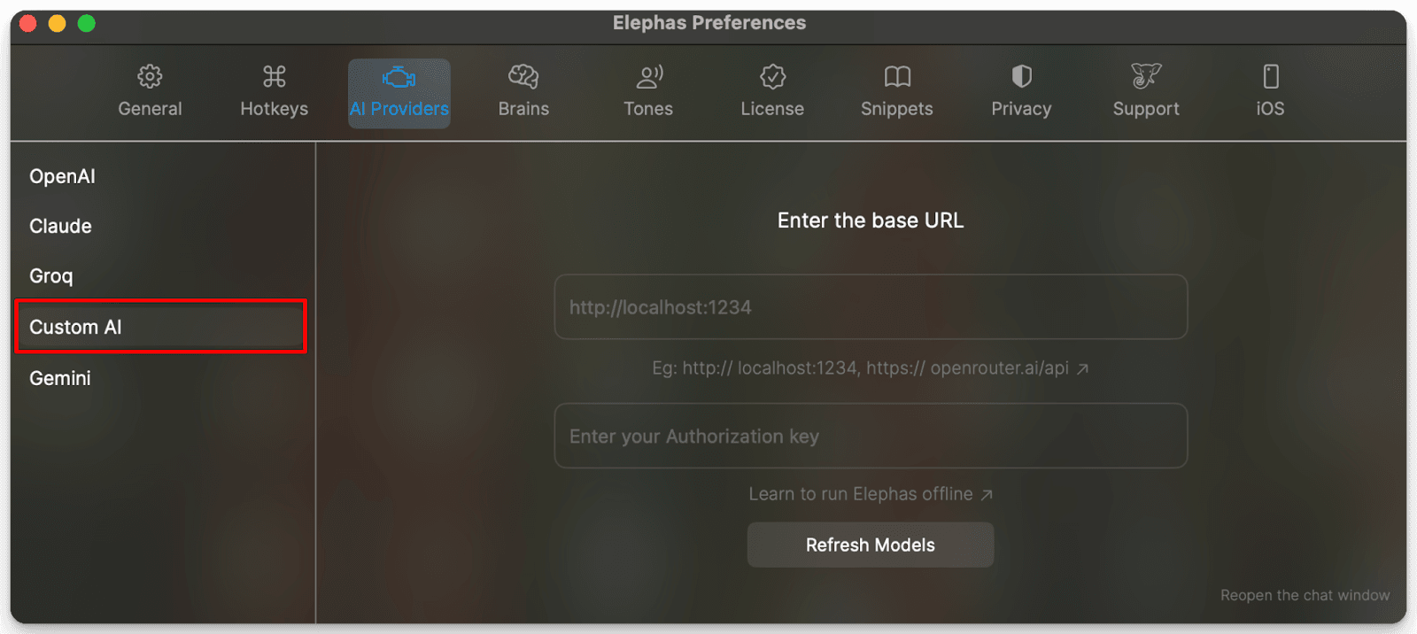 Running Elephas offline 