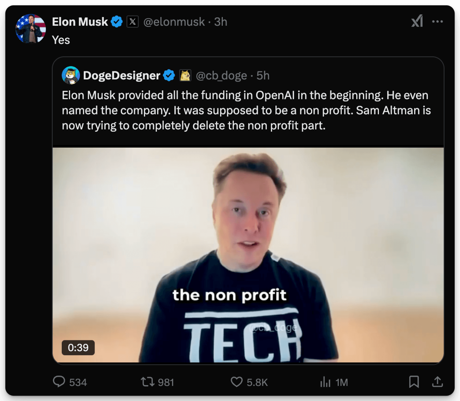 Elon Musk on Open AI 